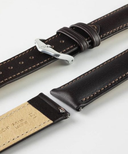 Hirsch KENT Textured Natural Leather Watch Strap in BROWN