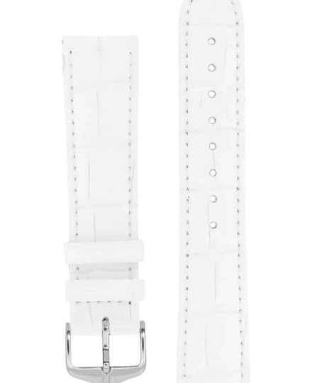 Hirsch DUKE Alligator Embossed Leather Watch Strap in WHITE