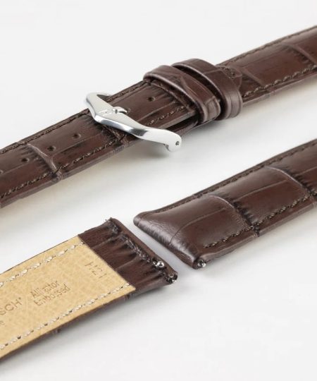 Hirsch DUKE Quick-Release Alligator Embossed Leather Watch Strap in BROWN