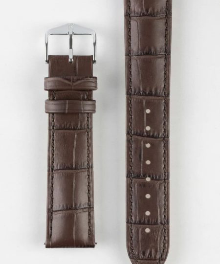 Alternative view of Hirsch DUKE Quick-Release Alligator Embossed Leather Watch Strap in BROWN