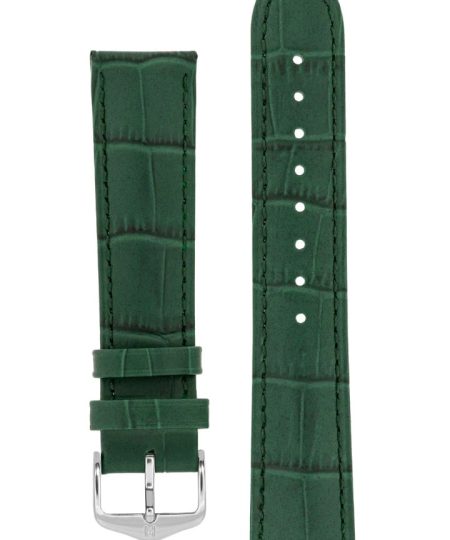 Hirsch DUKE Alligator Embossed Leather Watch Strap in GREEN