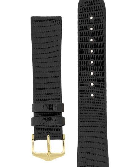 Hirsch LIZARD Leather Watch Strap in BLACK