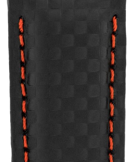 Alternative view of Hirsch CARBON Decorated Waterproof Leather Watch Strap in BLACK / RED