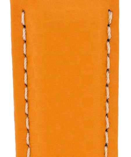 Alternative view of Hirsch CARBON Embossed Water-Resistant Leather Watch Strap in ORANGE