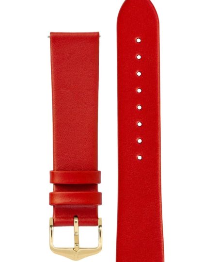 Hirsch TORONTO Quick-Release Fine-Grained Leather Watch Strap in RED