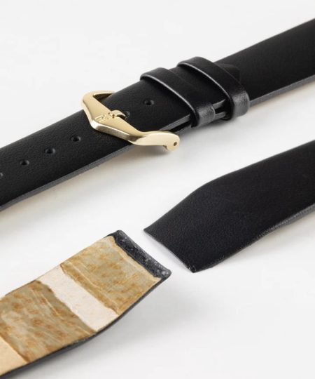 Hirsch TORONTO Fine-Grained Open-Ended Leather Watch Strap in BLACK