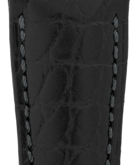 Alternative view of Hirsch ARISTOCRAT Croco-Embossed Leather Watch Strap in BLACK