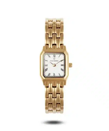 Mockberg Classic Square Gullfarget Stål / Hvit 19x26mm