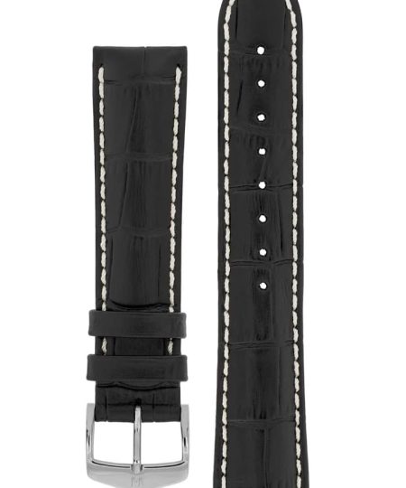 Hirsch MODENA Alligator Embossed Leather Watch Strap in BLACK