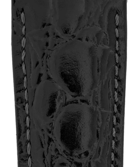 Alternative view of Hirsch CROCOGRAIN Crocodile Embossed Leather Watch Strap in BLACK