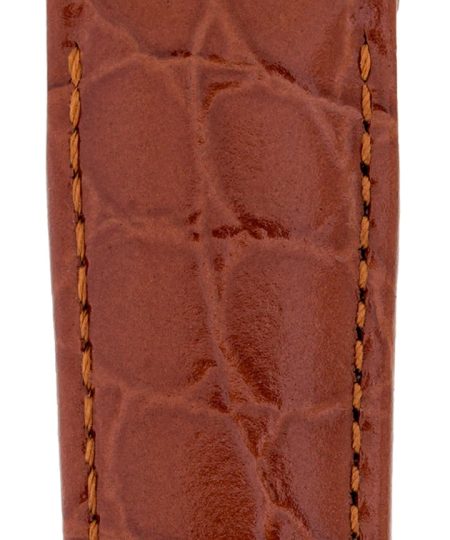 Alternative view of Hirsch CROCOGRAIN Crocodile Embossed Leather Watch Strap in GOLD BROWN