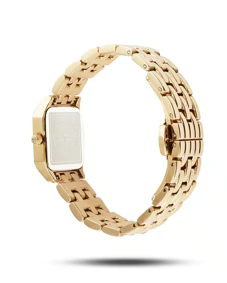 Mockberg Classic Square Gullfarget Stål / Hvit 19x26mm 4 Mockberg Classic Square Gullfarget Stål / Hvit 19x26mm - Bilde 4