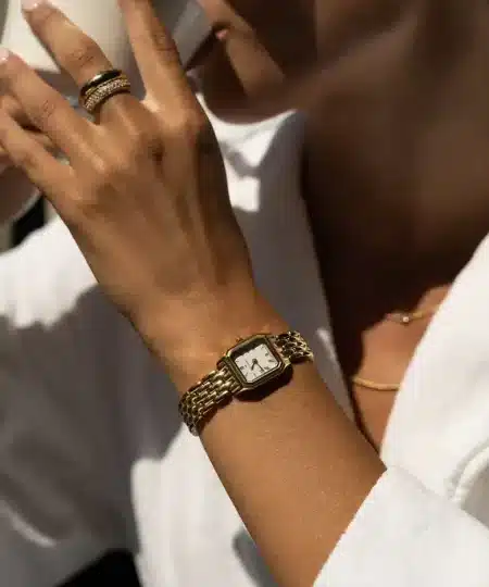 Alternative view of Mockberg Classic Square Gullfarget Stål / Hvit 19x26mm