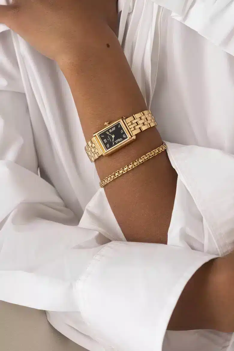 Mockberg Timeless Gullfarget stål / Sort 18x22mm 2 Mockberg Timeless Gullfarget stål / Sort 18x22mm - Bilde 2