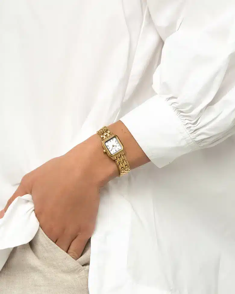 Mockberg Classic Square Gullfarget Stål / Hvit 19x26mm 3 Mockberg Classic Square Gullfarget Stål / Hvit 19x26mm - Bilde 3