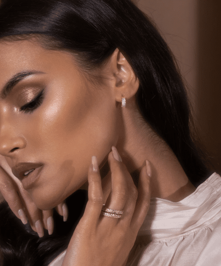 Alternative view of Mockberg Midnight Gold Hoops Medium