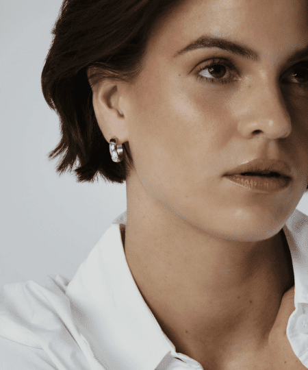 Alternative view of Mockberg Chunky Silver Hoops Large